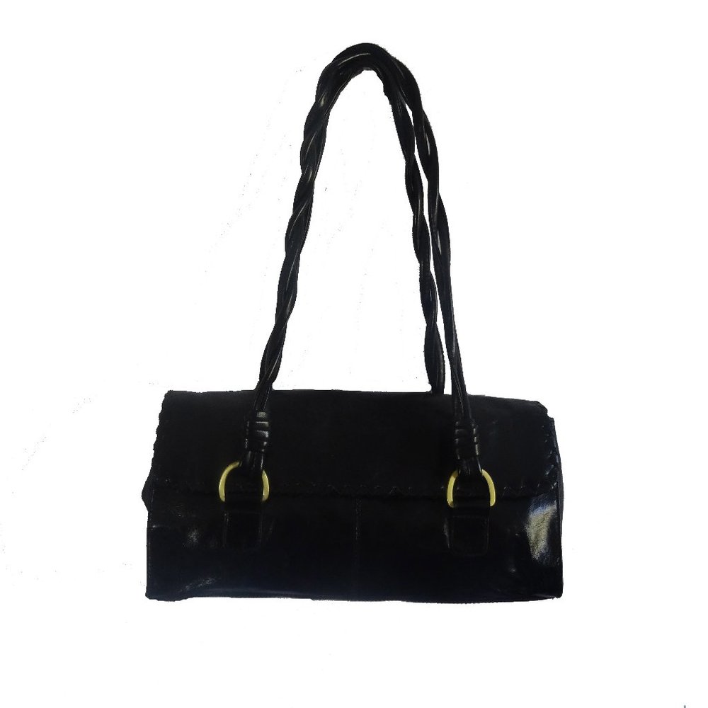 Worthington Black Leather Purse with Twisted Handles